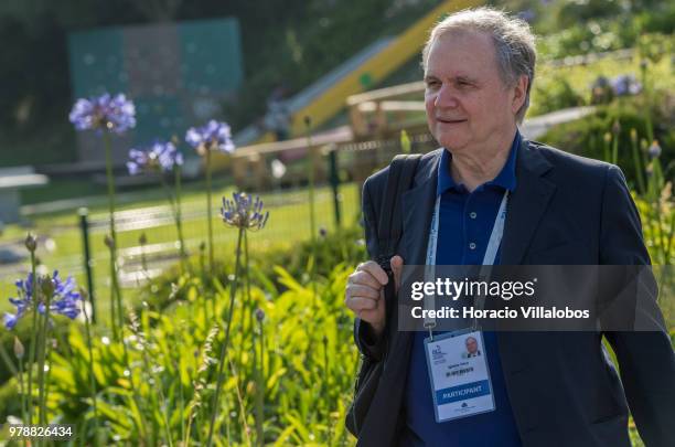 Ignazio Visco, Governor Banca d'Italia, arrives to participate in the first discussion session of the ECB Forum on Central Banking, on June 19, 2018...