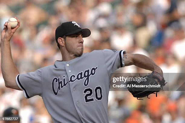 Chicago White Sox Jon Garland pitches against the Baltimore Orioles in their game on July 29, 2006 in Baltimore. The Sox grabbed an 11-4 mid game...