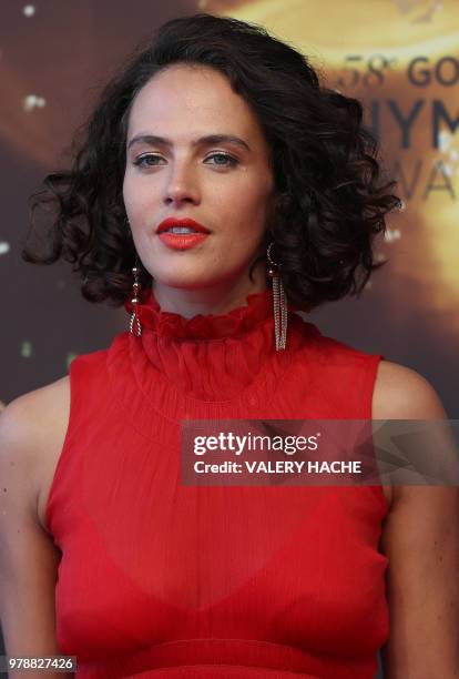 English actress Jessica Brown Findlay poses during the closing ceremony of the 58th Monte-Carlo Television Festival in Monaco on June 19, 2018.