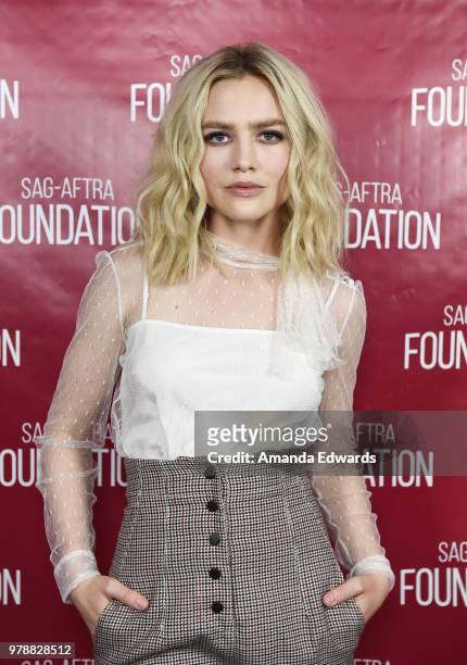 Actress Maddie Hasson attends the SAG-AFTRA Foundation Conversations screening of "Impulse" at the SAG-AFTRA Foundation Screening Room on June 19,...