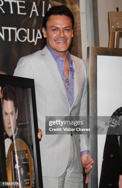 Singer Pedro Fernandez promotes his new album ''Amarte A La Antigua'' at the W Hotel Mexico City on March 18, 2010 in Mexico City, Mexico.