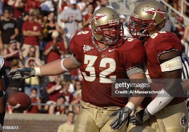 Florida State fullback Joe Surratt scores a touchdown against Rice September 23, 2006 at Doak Campbell Stadium in Tallahassee. The Seminoles defeated...