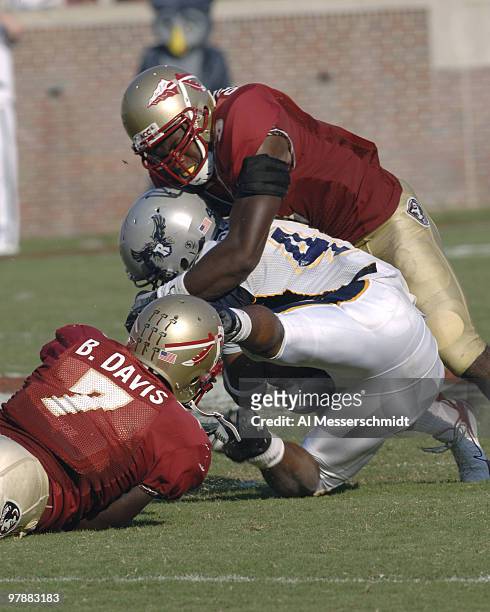 Florida State freshman safety Myron Rolle tackles Rice tailback Quinton Smith September 23, 2006 at Doak Campbell Stadium in Tallahassee. The...