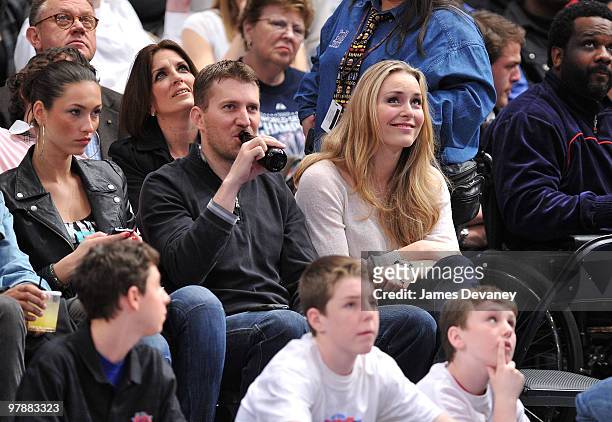Thomas Vonn and Lindsey Vonn attend a game between the Philadelphia 76ers and the New York Knicks at Madison Square Garden on March 19, 2010 in New...