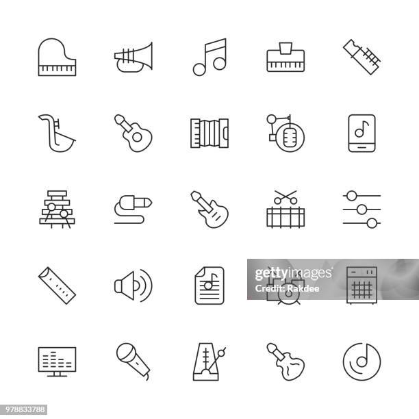 musical equipment icons - thin line series - metronom stock illustrations