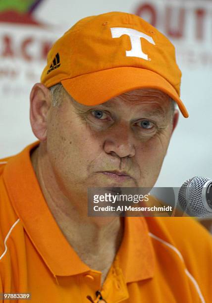 Tennessee coach Phillip Fulmer at a post-game press conference at the Outback Bowl on January 1, 2007 in Tampa, Florida. Penn State defeated...