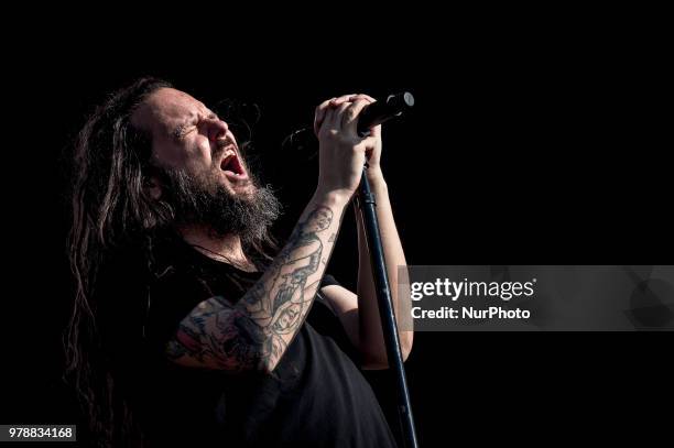 American singer and musician Jonathan Davis best known as the lead vocalist and frontman of Nu Metal band Korn performs live on stage during Firenze...