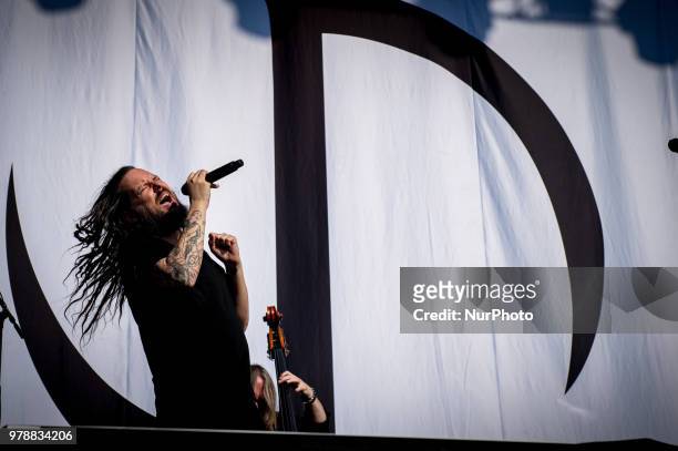 American singer and musician Jonathan Davis best known as the lead vocalist and frontman of Nu Metal band Korn performs live on stage during Firenze...
