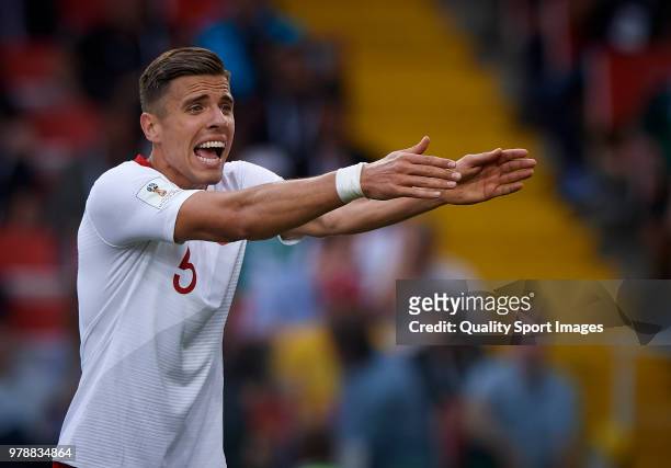 Artur Jedrzejczyk of Poland reacts during the 2018 FIFA World Cup Russia group H match between Poland and Senegal at Spartak Stadium on June 19, 2018...