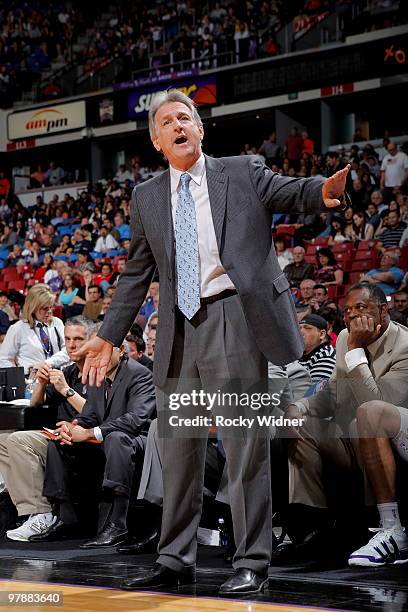 Sacramento Kings head coach Paul Westphal calls out to his team against the Milwaukee Bucks on March 19, 2010 at ARCO Arena in Sacramento,...