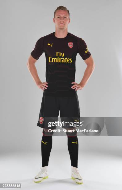 Arsenal unveil new signing Bernd Leno at London Colney on June 19, 2018 in St Albans, England.