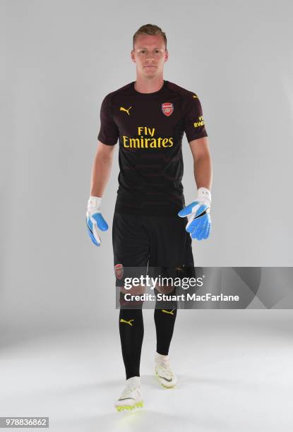 Arsenal unveil new signing Bernd Leno at London Colney on June 19, 2018 in St Albans, England.