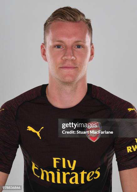 Arsenal unveil new signing Bernd Leno at London Colney on June 19, 2018 in St Albans, England.