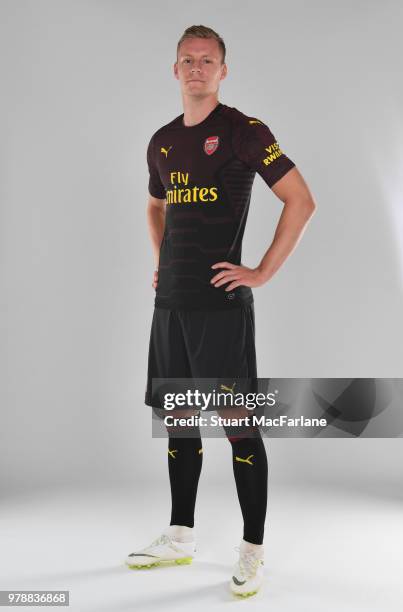 Arsenal unveil new signing Bernd Leno at London Colney on June 19, 2018 in St Albans, England.