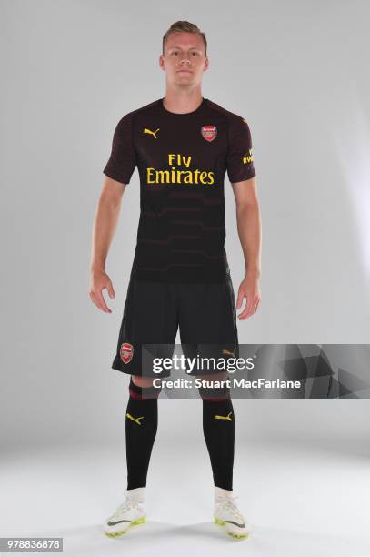 Arsenal unveil new signing Bernd Leno at London Colney on June 19, 2018 in St Albans, England.