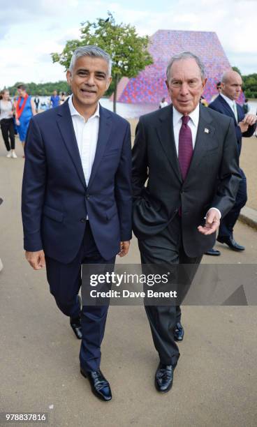 Mayor of London Sadiq Khan and Michael Bloomberg attend a pre-drinks reception ahead of the annual Serpentine Summer Party in partnership with Chanel...