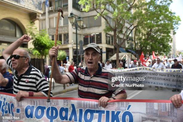 Pensioners march protesting over fear of further pension cuts, in central Athens Greece, 19 June 2018