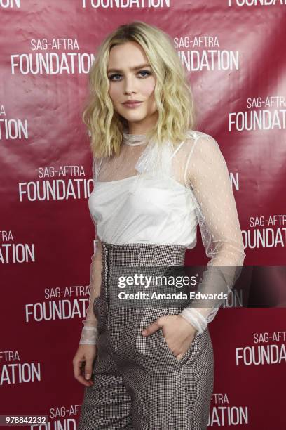 Actress Maddie Hasson attends the SAG-AFTRA Foundation Conversations screening of "Impulse" at the SAG-AFTRA Foundation Screening Room on June 19,...