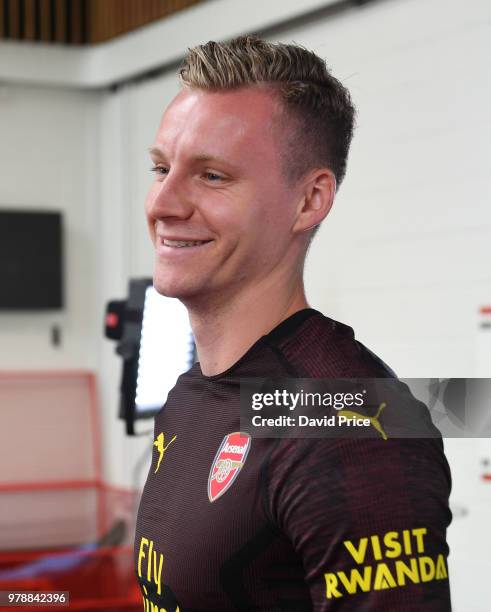 Arsenal new signing Bernd Leno at London Colney on June 19, 2018 in St Albans, England.