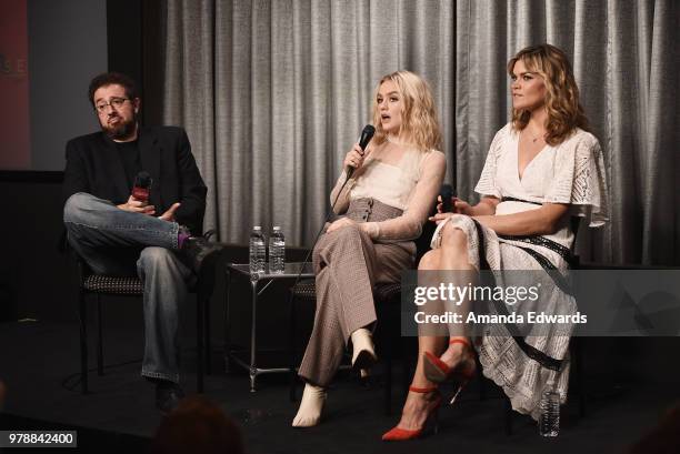 Television critic Daniel Fienberg and actresses Maddie Hasson and Missi Pyle attend the SAG-AFTRA Foundation Conversations screening of "Impulse" at...