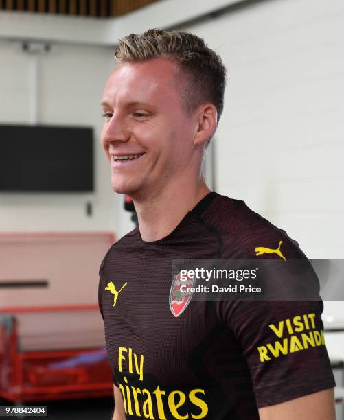 Arsenal new signing Bernd Leno at London Colney on June 19, 2018 in St Albans, England.