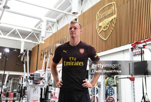 Arsenal new signing Bernd Leno at London Colney on June 19, 2018 in St Albans, England.