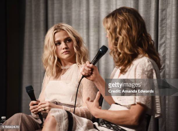 Actresses Maddie Hasson and Missi Pyle attend the SAG-AFTRA Foundation Conversations screening of "Impulse" at the SAG-AFTRA Foundation Screening...