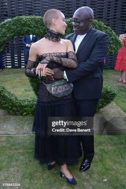Adwoa Aboah and Edward Enninful attend the annual summer party in partnership with Chanel at The Serpentine Pavilion on June 19, 2018 in London,...