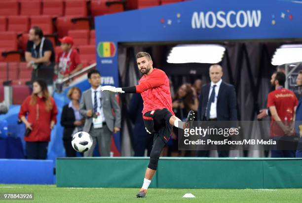 Bartosz Bialkowski of Poland during warm up before the 2018 FIFA World Cup Russia group H match between Poland and Senegal at Spartak Stadium on June...