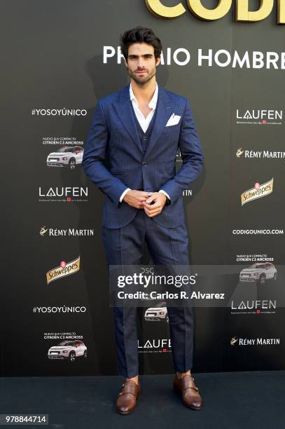 Model Juan Betancourt attends 'Hombre Unico' award 2018 at the Santo Mauro Hotel on June 19, 2018 in Madrid, Spain.