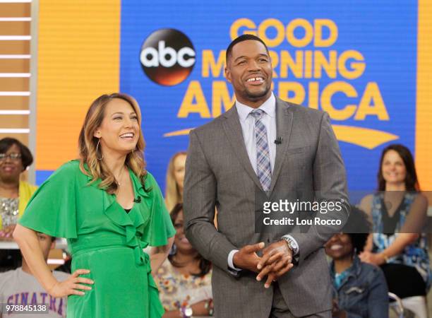 Ginger Zee and Michael Strahan on "Good Morning America," on Tuesday, June 19, 2018 airing on the Walt Disney Television via Getty Images Television...