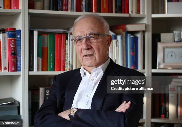 February 2018, Germany, Cologne: Fritz Pleitgen, journalist and former director of regional television broadcaster Westdeutscher Rundfunk , speaks...