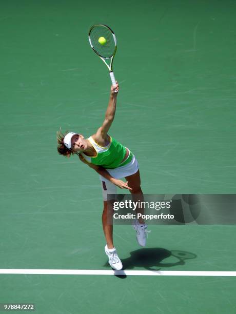 Lucie Safarova of the Czech Republic enroute to winning her 3rd round match on Day 7 of the Australian Open at Melbourne Park on January 21, 2007.