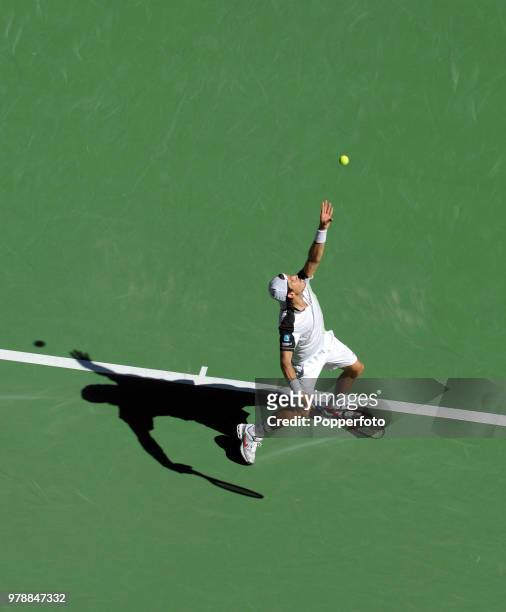 Tommy Haas of Germany serves enroute to winning his 4th round match on Day 8 of the Australian Open at Melbourne Park on January 22, 2007.