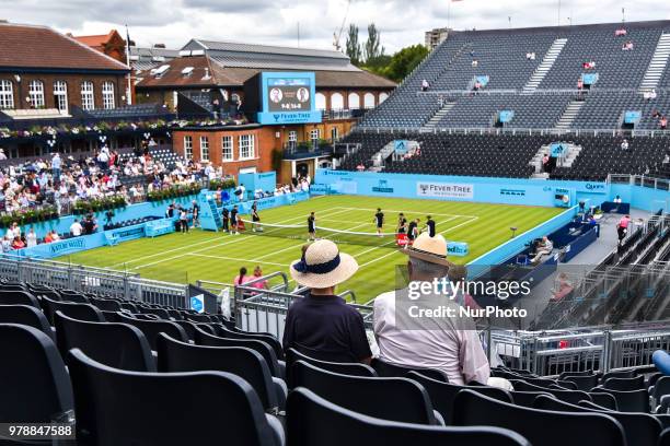 View of the Centre Court and training courts on day two of Fever Tree Championships at Queen's Club, London on June 19, 2018.