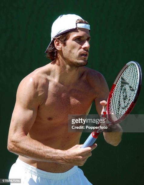 Tommy Haas of Germany practicing for his semi-final match on Day 11 of the Australian Open at Melbourne Park on January 25, 2007.