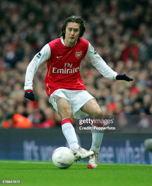 Tomas Rosicky of Arsenal in action during the FA Cup 4th Round match between Arsenal and Bolton Wanderers at Emirates Stadium in London on January...