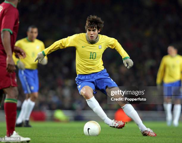 Kaka of Brazil in action during the International friendly between Brazil and Portugal at the Emirates Stadium in London on February 6, 2006....
