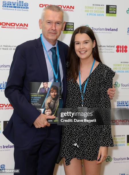 Adrian O'Neill and Aoife O'Neil attend "An Evening With Dermot O'Leary Presents...Ed Sheeran At The London Irish Centre" on June 19, 2018 in London,...