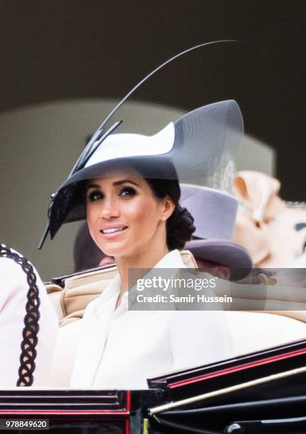 Meghan, Duchess of Sussex attends Royal Ascot Day 1 at Ascot Racecourse on June 19, 2018 in Ascot, United Kingdom.