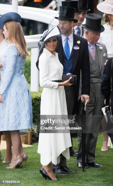 Meghan, Duchess of Sussex and Prince Harry, Duke of Sussex attend Royal Ascot Day 1 at Ascot Racecourse on June 19, 2018 in Ascot, United Kingdom.