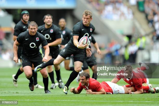 Mark Cueto of England in action during the international friendly match rugby union between England and Wales at Twickenham in London on August 6,...