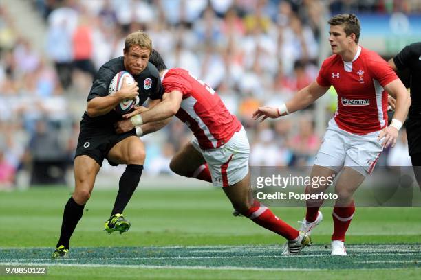 Jonny Wilkinson of England in action during the international friendly rugby union match between England and Wales at Twickenham in London on August...