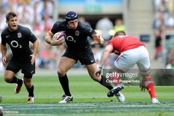 James Haskell of England in action during the international friendly rugby union match between England and Wales at Twickenham in London on August 6,...