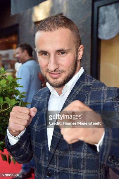 Dardan Morina attends the launch event for watchmaking company NOMOS Glashuette at Juweler Hilscher on June 19, 2018 in Munich, Germany.