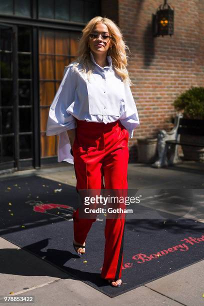 Rita Ora is seen in the East Village on June 19, 2018 in New York City.
