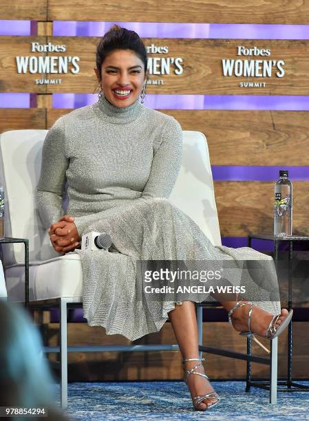 Priyanka Chopra, actress, producer & activist speaks onstage at the 2018 Forbes Women's Summit at Chelsea Pier on June 19, 2018 in New York City.