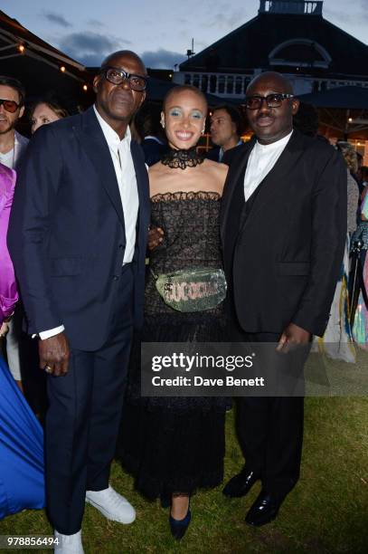 Charles Aboah, Adwoa Aboah and Edward Enninful attend the annual summer party in partnership with Chanel at The Serpentine Pavilion on June 19, 2018...