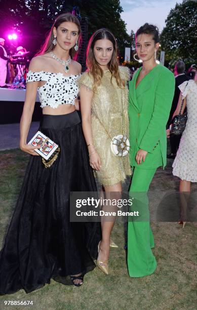 Sabrina Percy, Amber Le Bon and Renee Stewart attend the annual summer party in partnership with Chanel at The Serpentine Pavilion on June 19, 2018...