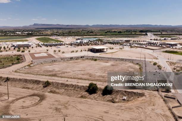 View of the US Customs and Border Protection complex housing underage people caught illegally entering the United States at the Tornillo Port of...